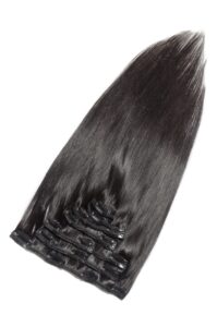 Clip on hairextensions virgin hair sort-brun